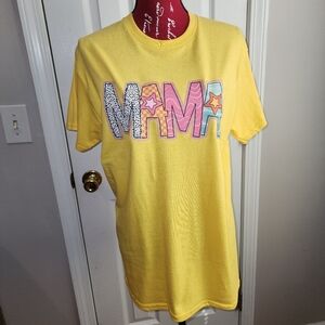 New Gildan Yellow Short Sleeve Tee with MAMA Design